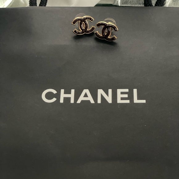 CHANEL Gold and Brown Iconic Logo Earrings - Picture 5 of 5